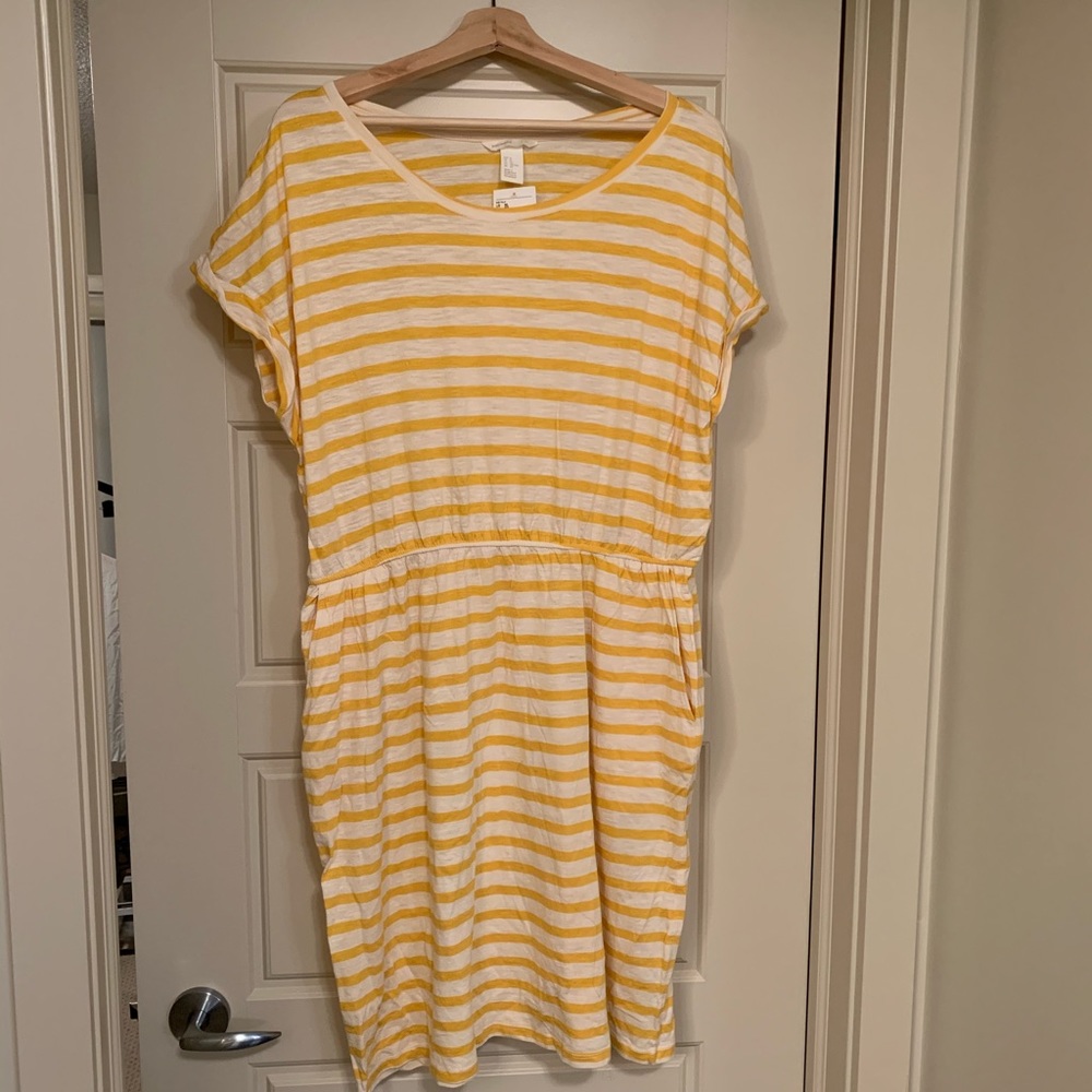 H&M Yellow and White Stripped Dress